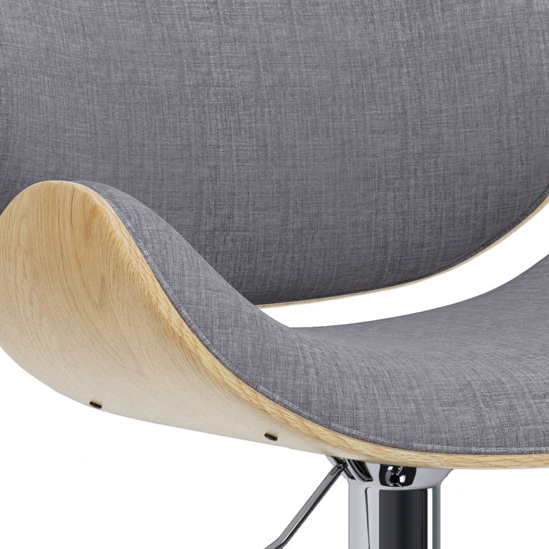 Tabouret de bar pivotant Bentwood, Gris / naturel