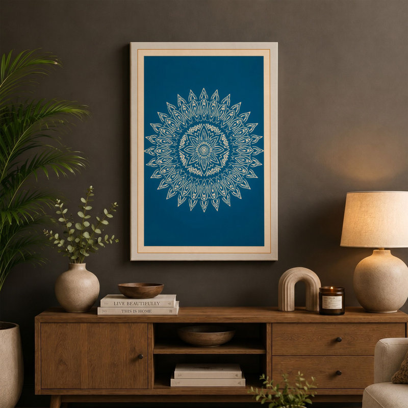 Mandala Geometry Geometric - Wrapped Canvas, 36x24 - 91.4 x 61.0 cm, White Border