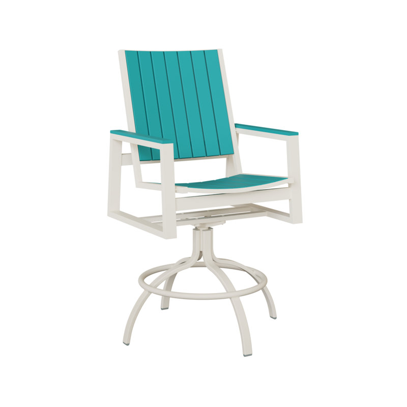 Chaise de bar pivotante Delainah, Bleu Aruba