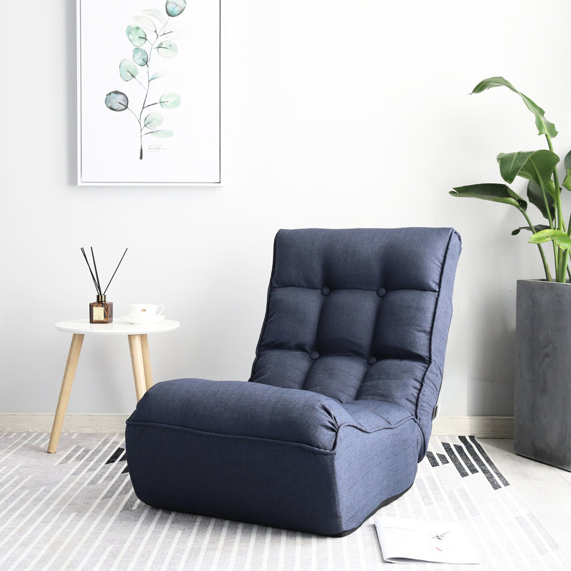 Fauteuil inclinable en métal pour le salon - dossier à 4 compartiments bleu pliant et confortable pour la chambre à coucher