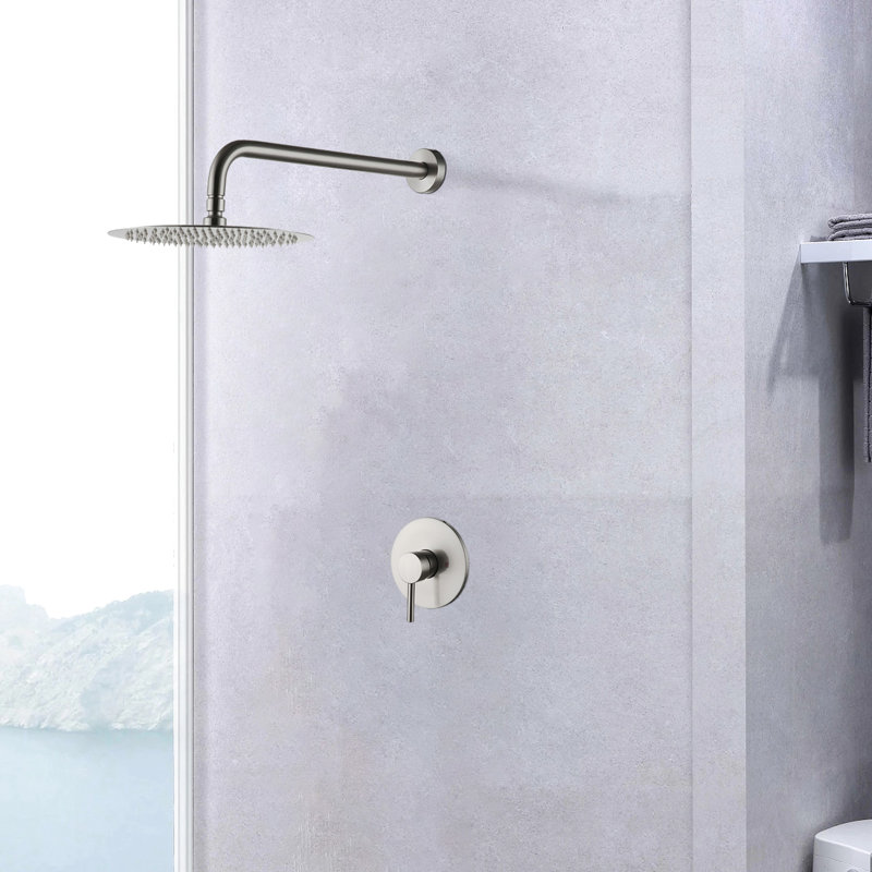 Robinet de douche mural en nickel brossé élégant avec valve