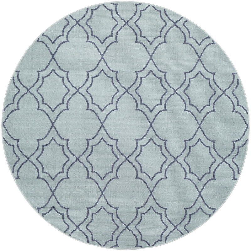 Tapis intérieur / extérieur géométrique Gilead, Rond 8 pi 9 po