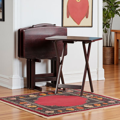 Garrett 5-Piece Snack Table Set in Espresso Finished Wood, 25.46" H X 23.35" L X 15.59" D