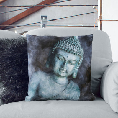 Smoke Surrounding the Buddha Painting Cushion with Filling