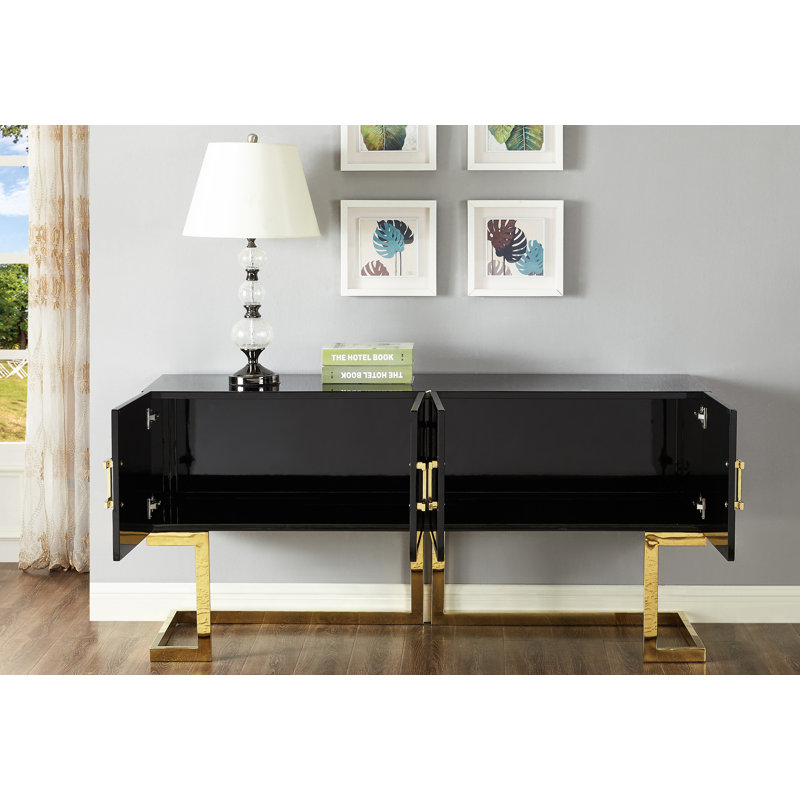 Beth 64" Wide Sideboard, Gold/Black