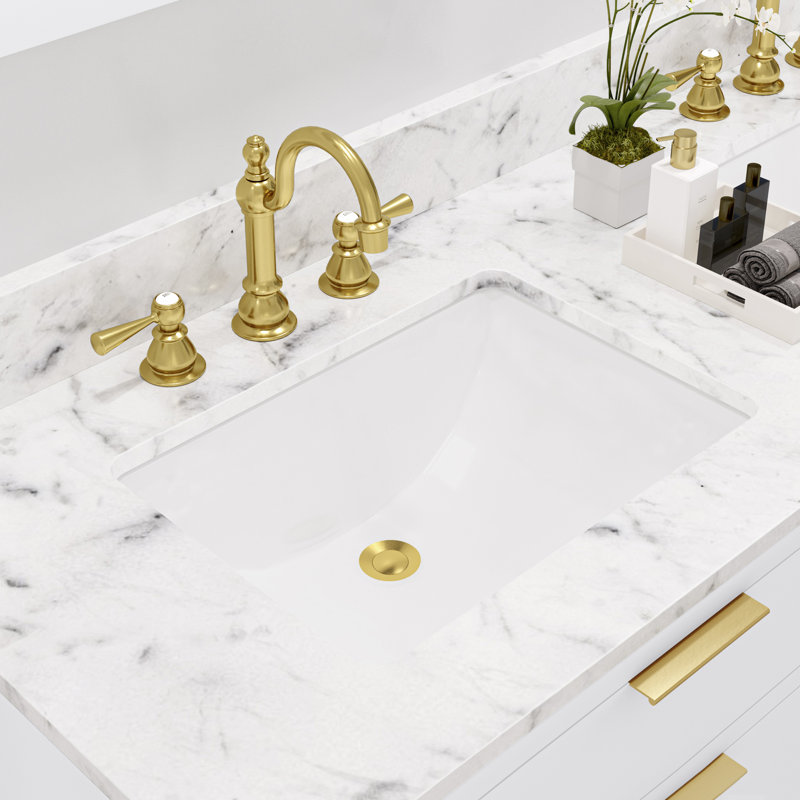 Bristol 60" Carrara White Marble Countertop Bath Vanity with Faucet, Pure White, 60"