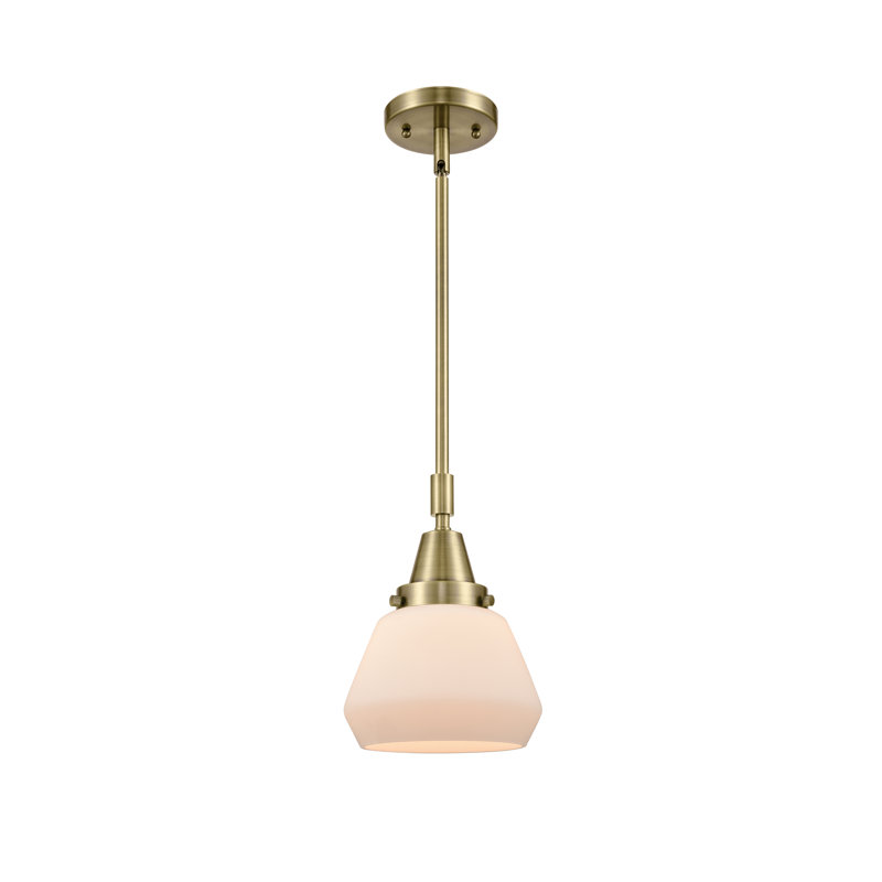 Luminaire suspendu conique à 1 lumière Cahn, Laiton antique, Blanc mat, Ampoule non incluse