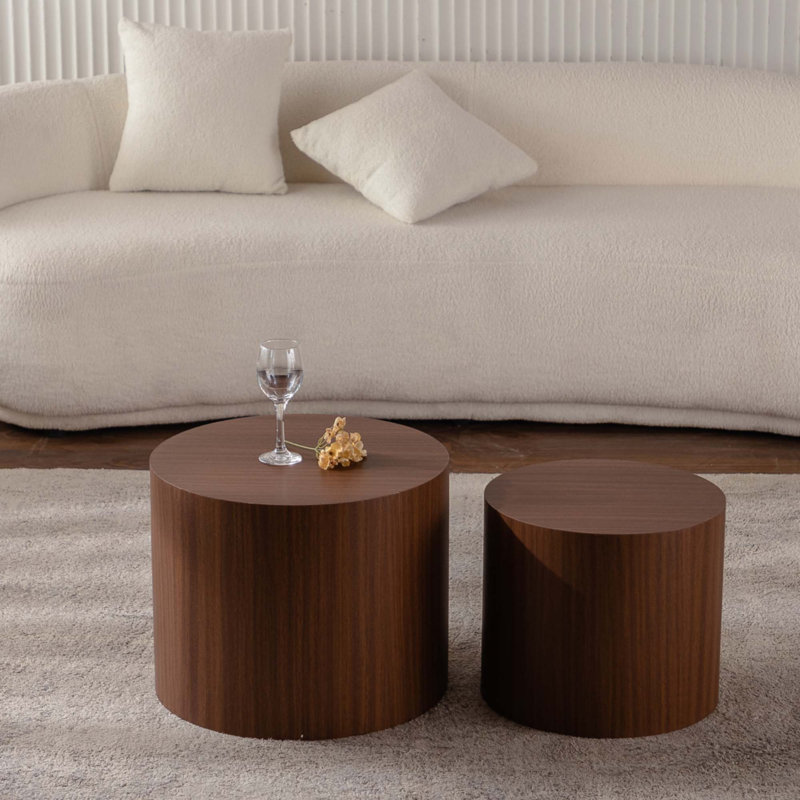 Ensemble de 2 tables basses gigognes, Noyer