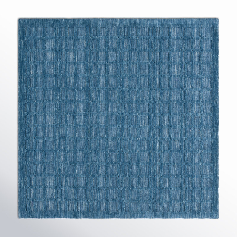 Caris Hand Loomed Blue Rug, Square 6'