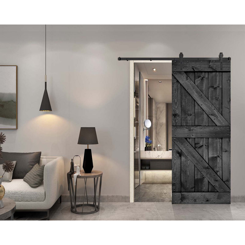 Porte de grange peinte 84 po 84 po, Gris carbone, 28 po x 84 po