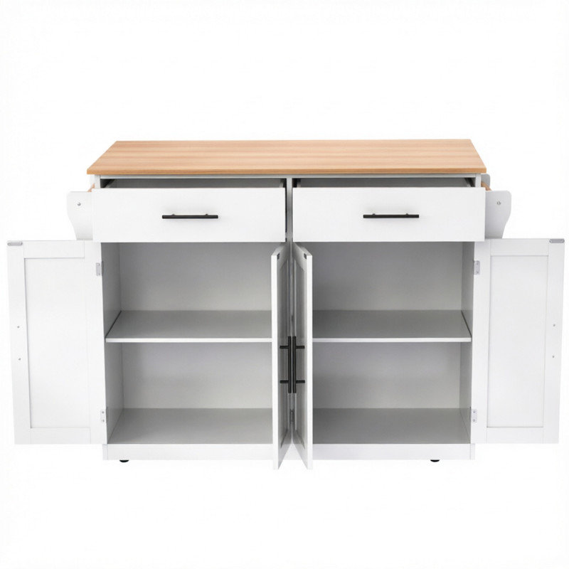 120 cm W Kitchen Island with, White