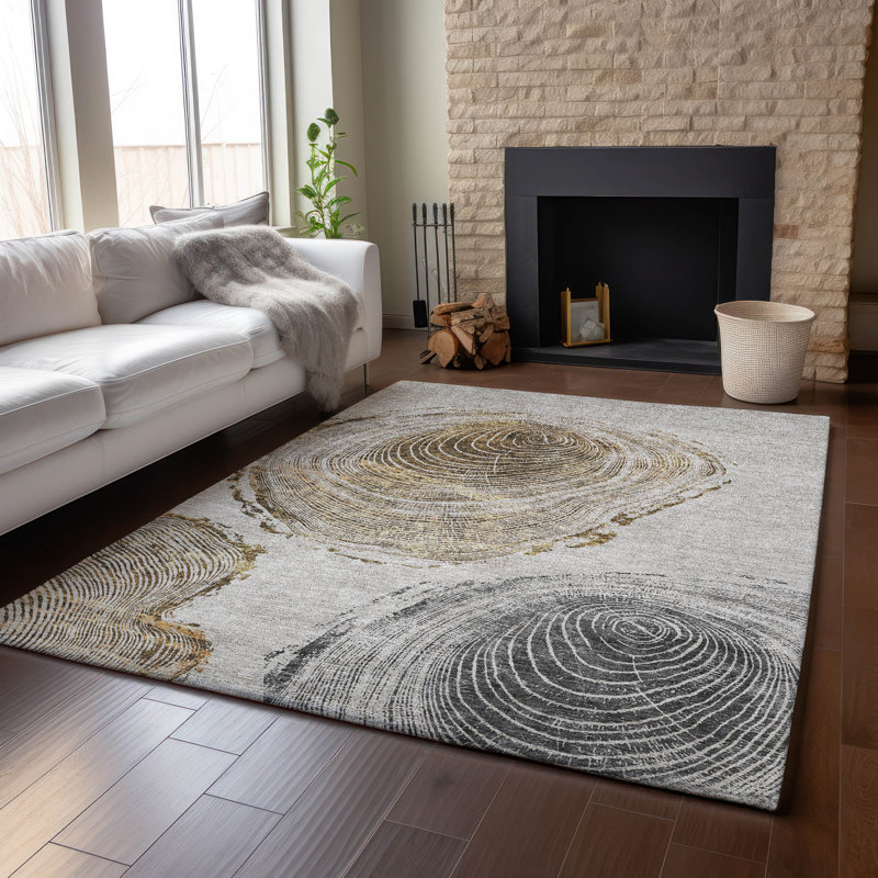 Tapis taupe Prisco lavable à la machine de qualité supérieure, Rectangle 2 pi 6 po x 3 pi 10 po