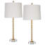 Lampe de table 29 po, abat-jour conique blanc, feuille d'or, base ronde