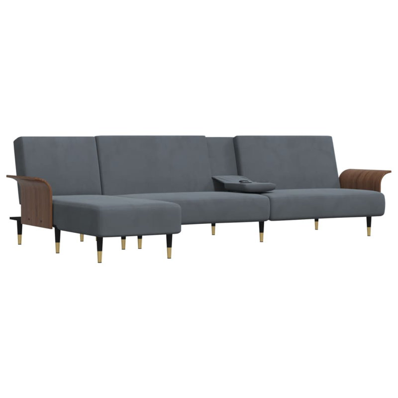 Canapé modulaire 3 pièces Teressa, Velours gris foncé