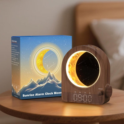 Noyer lever du soleil réveil machine blanche bruit, Météore clair de lune 10 sons doubles alarmes pour chambre à coucher adultes Insomnie
