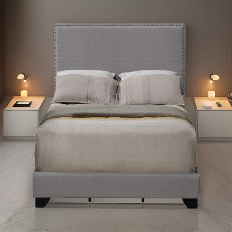 Grand lit tapissier standard Ravshan, Grand, Gris