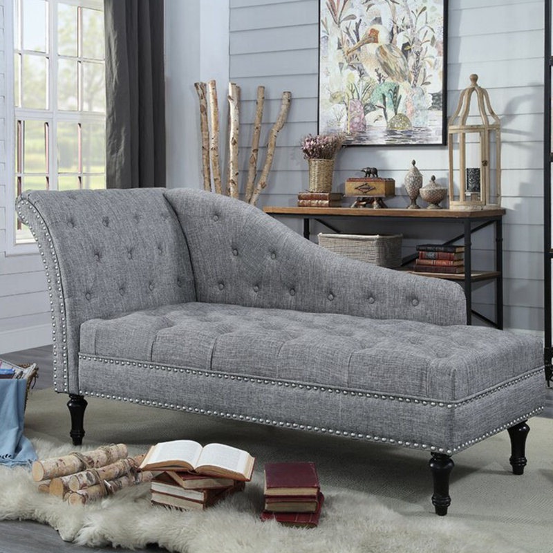 Chaise longue élégante de qualité décontractée, Orienté à gauche (vu de face), Gris, Noir, noir, noir, noir