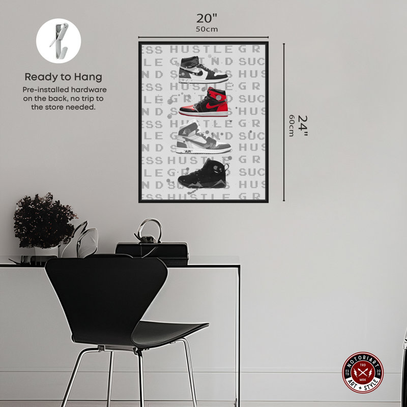 «Notoriart Hype Sneakers», art mural encadré 1 pièce, Cadre noir, H 37 po x l 31 po