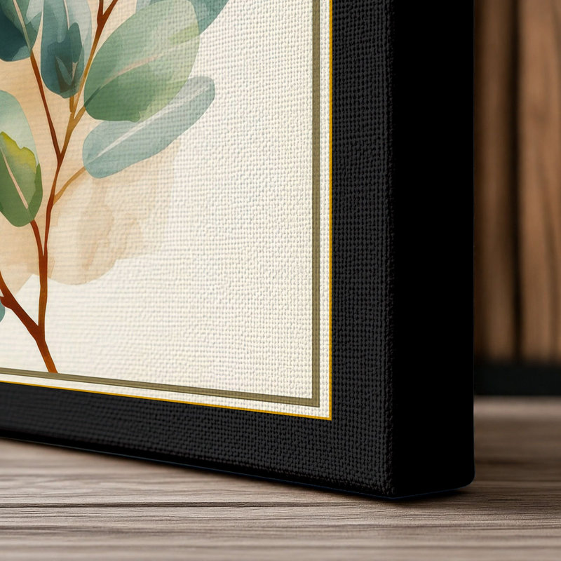 Single Stem in Green Botanical - Wrapped Canvas, 36x24 - 91.4 x 61.0 cm, Black Border