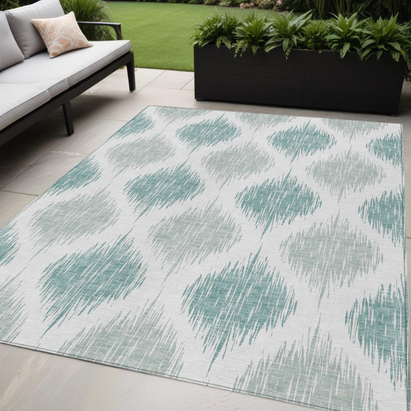 Tapis bleu sarcelle ivoire et ivoire ivoire 5 pi x 8 pi