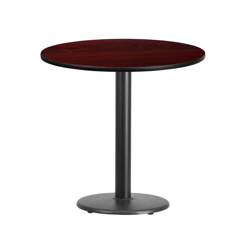 Jamey 24'' Round Laminate Table Top with 18'' Round Bar Height Table Base, Mahogany, 30" W x 30" L