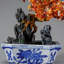 Genuine Carnelian Gemstone Bonsai Tree in Square Ceramic Pot (11")
