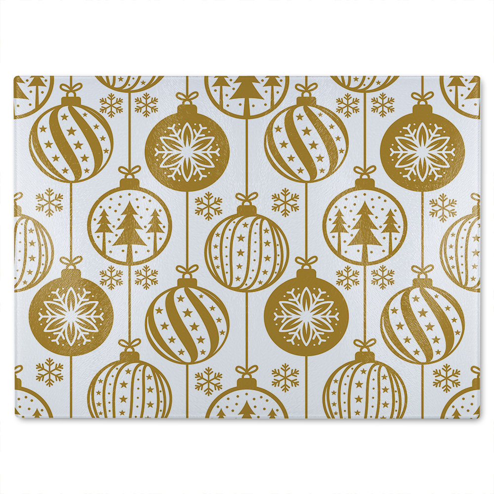 Christmas Baubles Dining Glass Chopping Board