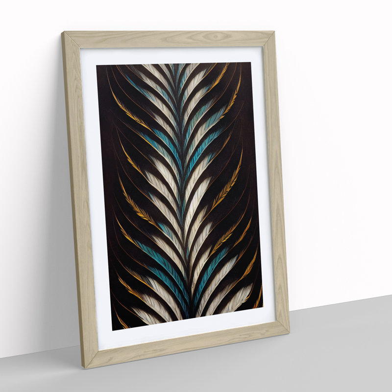 Unreal Feather - Wall Art, 66cm H x 48cm W, Oak Picture Frame, White