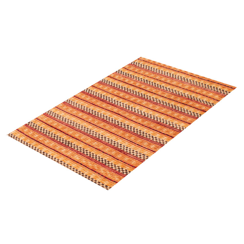 Tapis unique en laine rouge / orange 3 pi 10 po x 6 pi 0 po New Age Korolevu