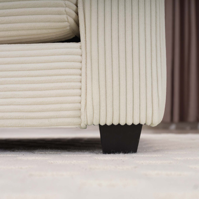 Canapé Bequette, 3, Velours côtelé beige, H 34 po x l 114,5 po x P 34,5 po
