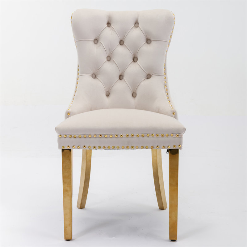 Chaise de salle à manger, Beige, Doré