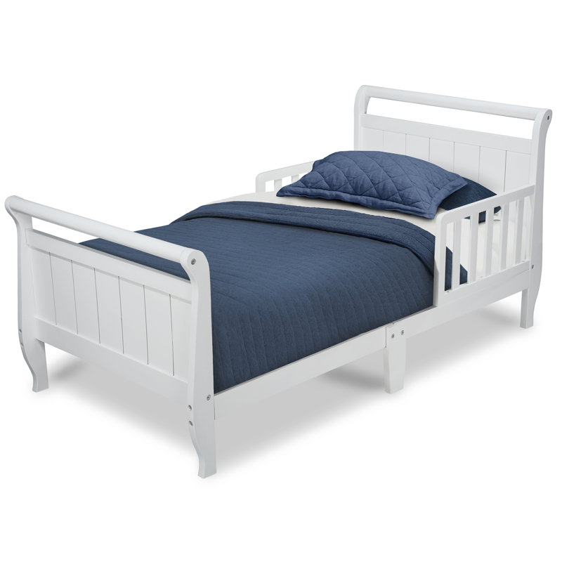 Contemporary Toddler Solid Wood Sleigh Bed by Delta Children, White