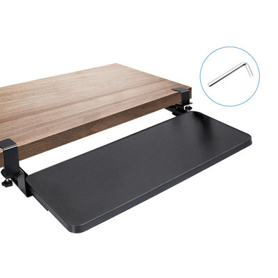 25.59x9.64x0.51'', Black, Keyboard Mouse Tray Under Desk
