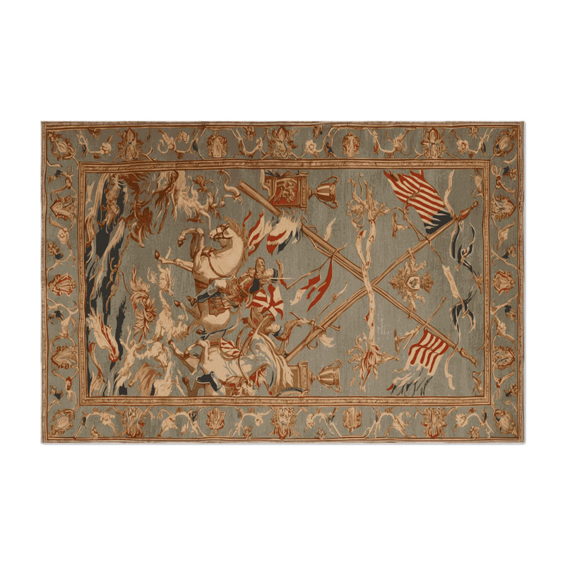 French Beige Indoor and Outdoor Area Rug, Rectangle 9' x 12'