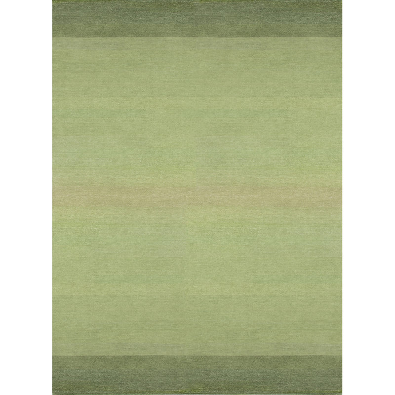 Fade Hand Knotted Ombre Area Rug in Meadow/Grass/Moss Green, Rectangle 10' x 14'