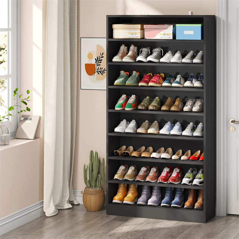 31.49" Width Black Shoe Cabinet, Black