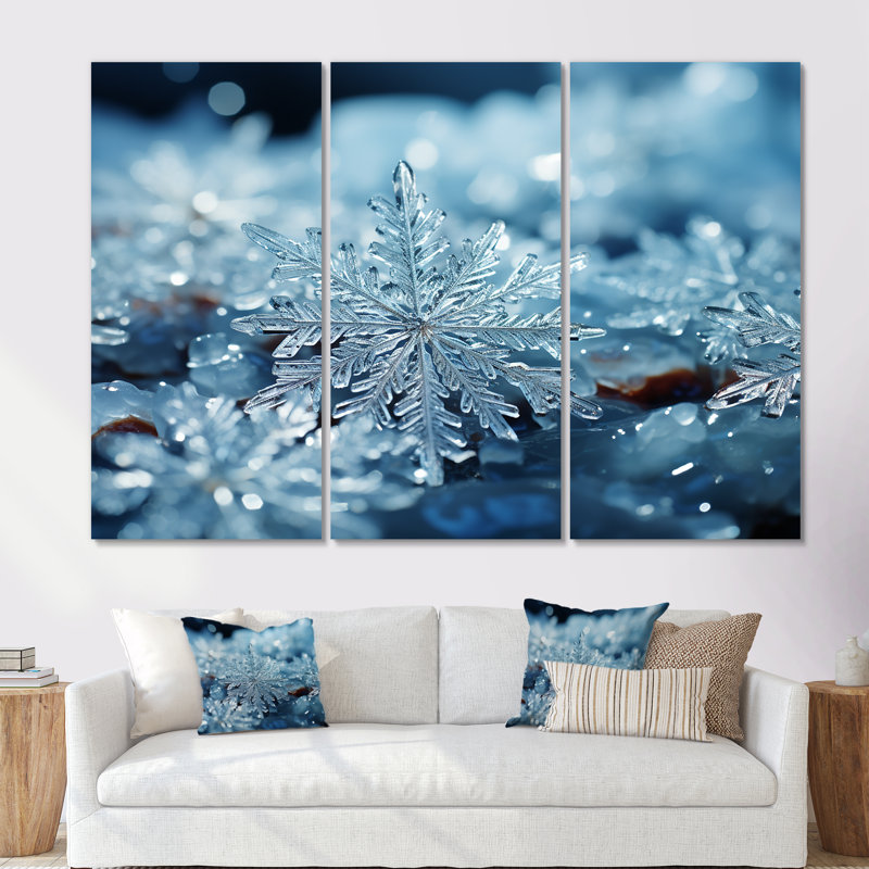 «Sunrise Snowflake Tranquility V - Winter Landscape», art mural, Toile tendue, H 40 po x l 61 po x P 1 po
