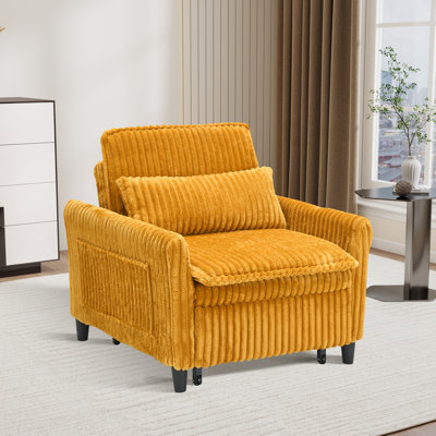 Chaise d'appoint convertible rembourrée en velours côtelé