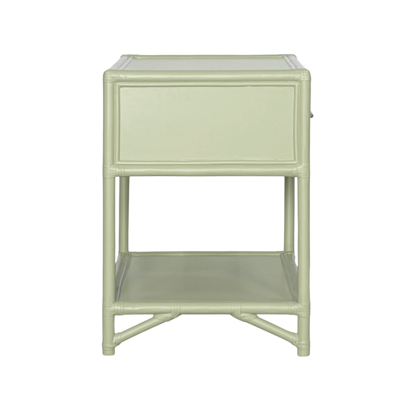 Olivia Collection 1 - Drawer Rattan Nightstand, Celery Green