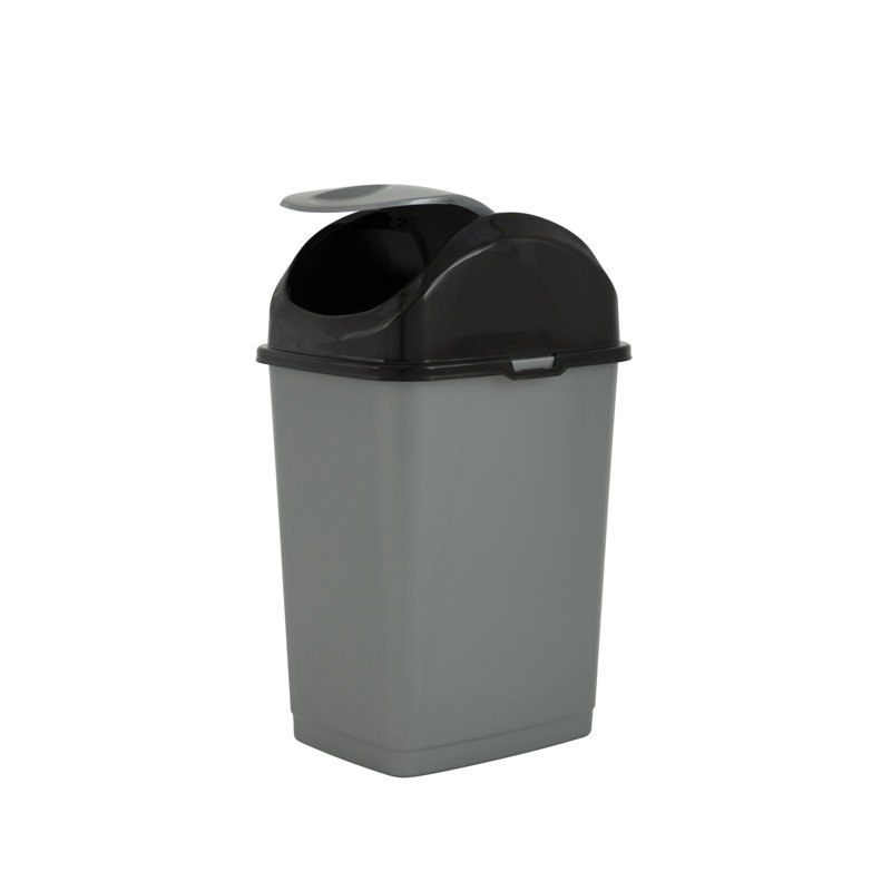 Poubelle pivotante 2,6 gallons Spina, Gris / noir, 4,5 gallons