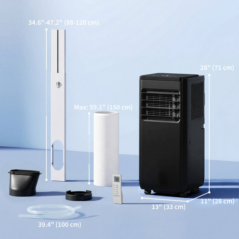 Climatiseur portatif 8 000 BTU avec contrôle WiFi, noir, 8 000 BTU