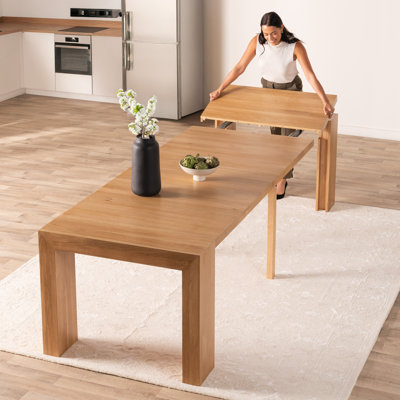 Transformer Table Expandable Dining Table for 2 to 12 – Solid Wood Space-Saving Adjustable Table, Modern Wooden Dining Furniture
