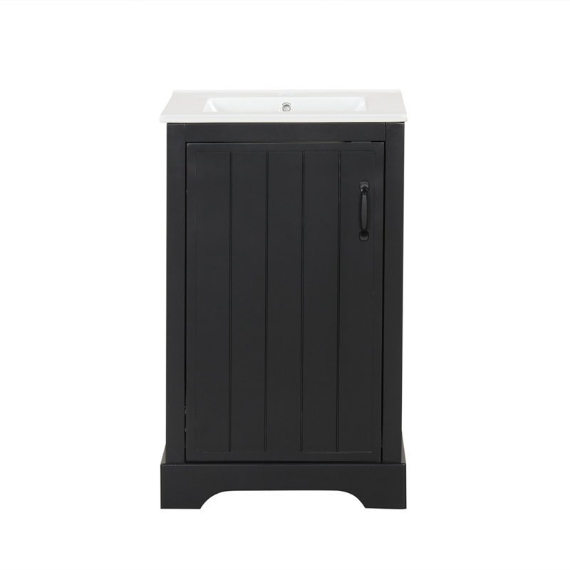 Meuble-lavabo de 20 po avec lavabo et armoire de salle de bain, Noir, noir, noir, noir