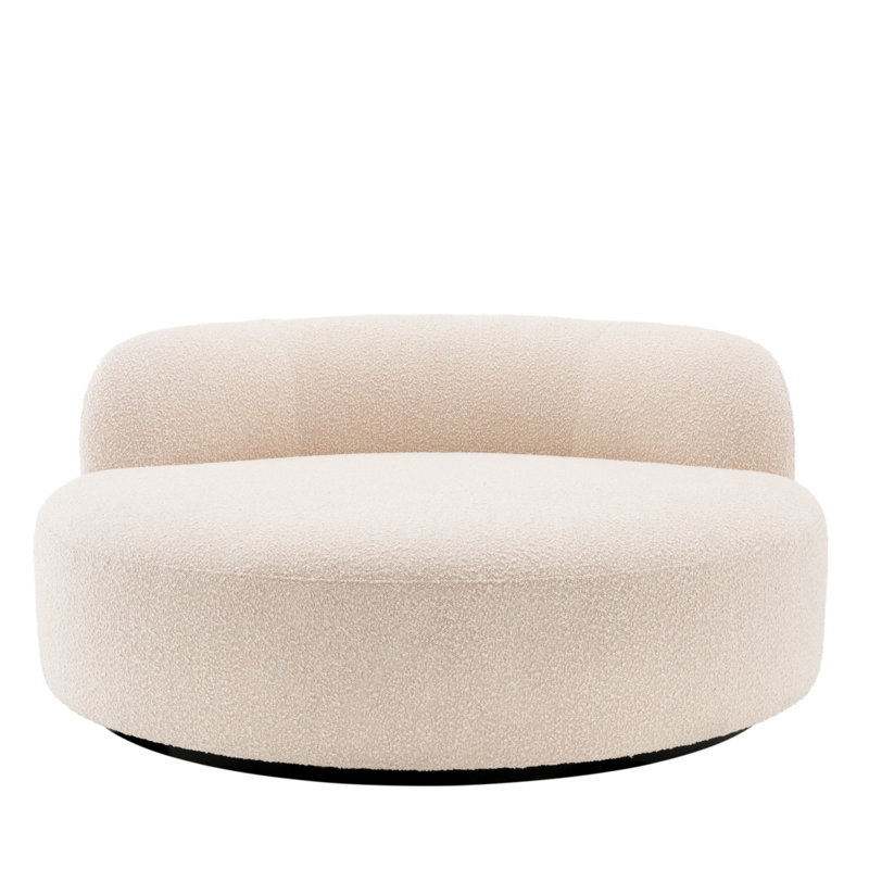 Björn 59.06'' Armless Curved Loveseat, Bouclé Cream Polyester Blend