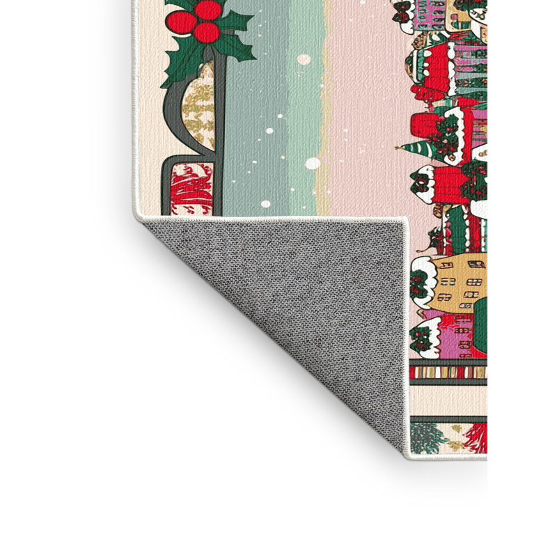 Tapis de vacances d'hiver de Noël lavable The Holiday Aisle®, Rectangulaire 3 pi x 5 pi