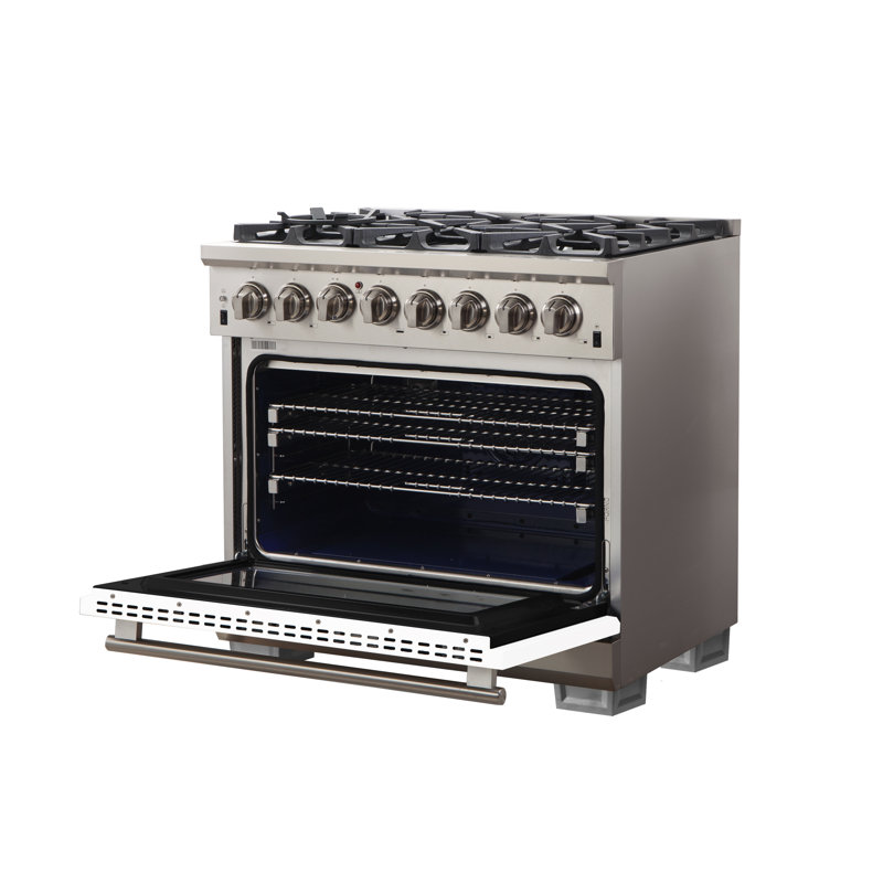 Capriasca 36" 5.32 cu. ft. Freestanding Duel Fuel Range, White