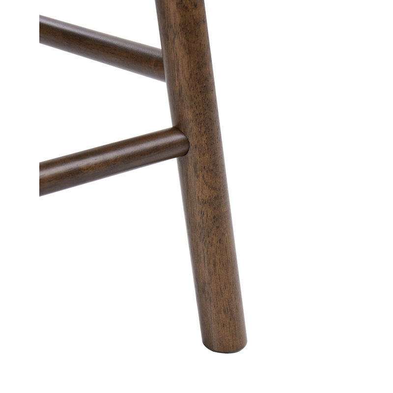 Upholstered Bar Stool with Solid Wood Frame, Green / Brown