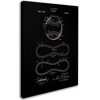 «Baseball Brevet 1928 Black» par Eyron, reproduction d'art sur toile tendue