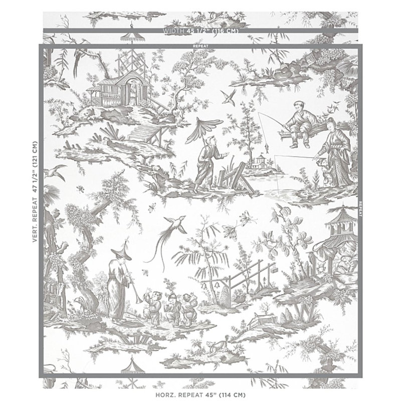 Shengyou Toile Wallpaper, Gray
