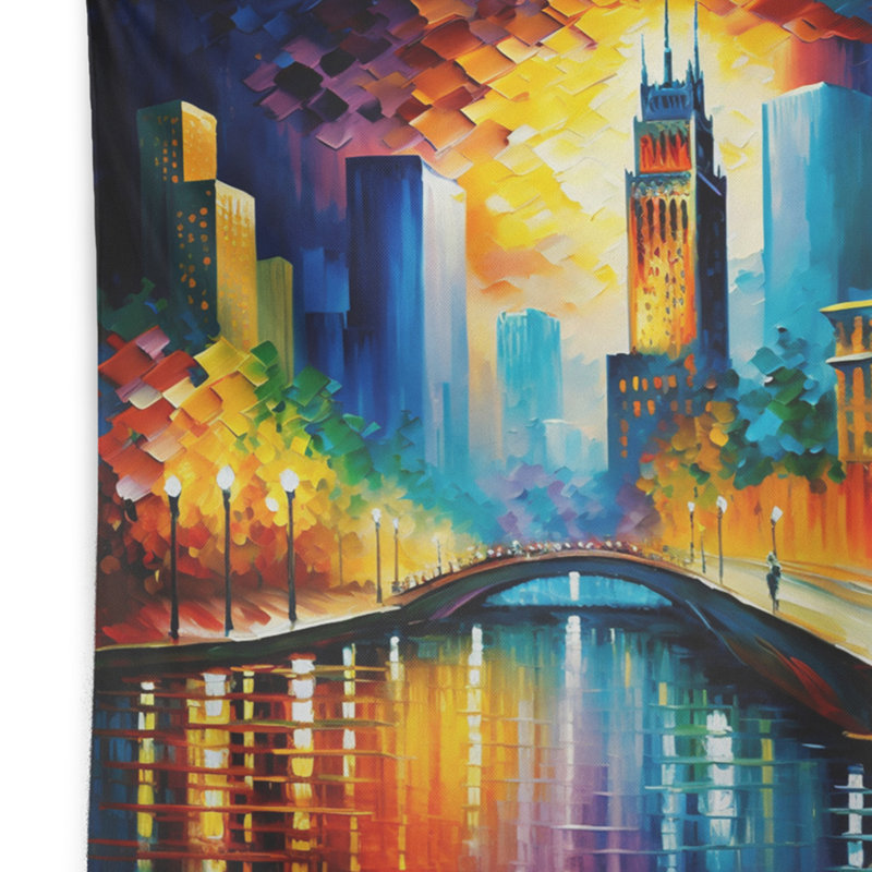 Tapisserie en polyester avec punaises, H 32 po x l 39 po
